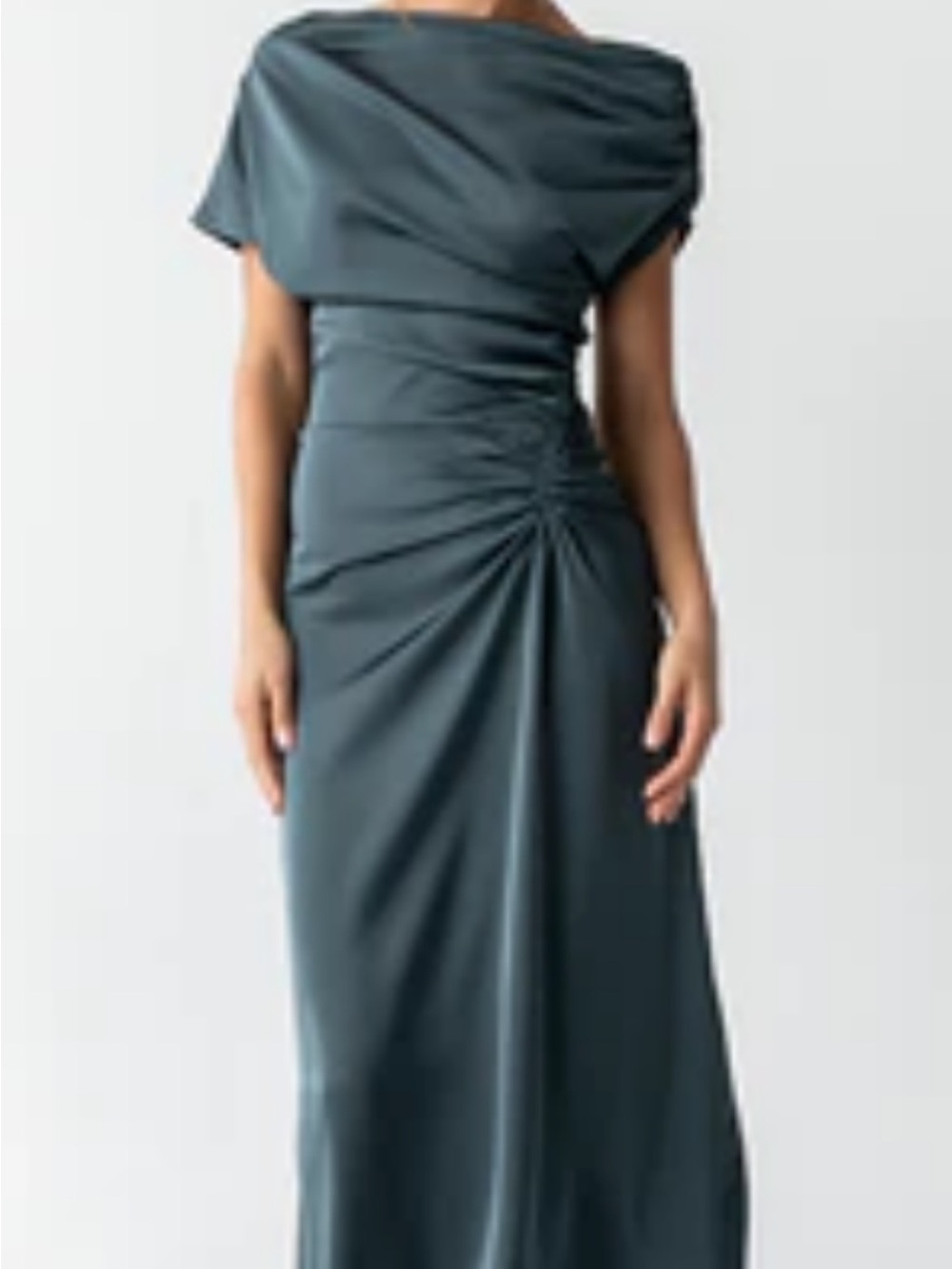 Storia Teal Blue Draped Ruched Maxi Dress - Picture 2 of 9